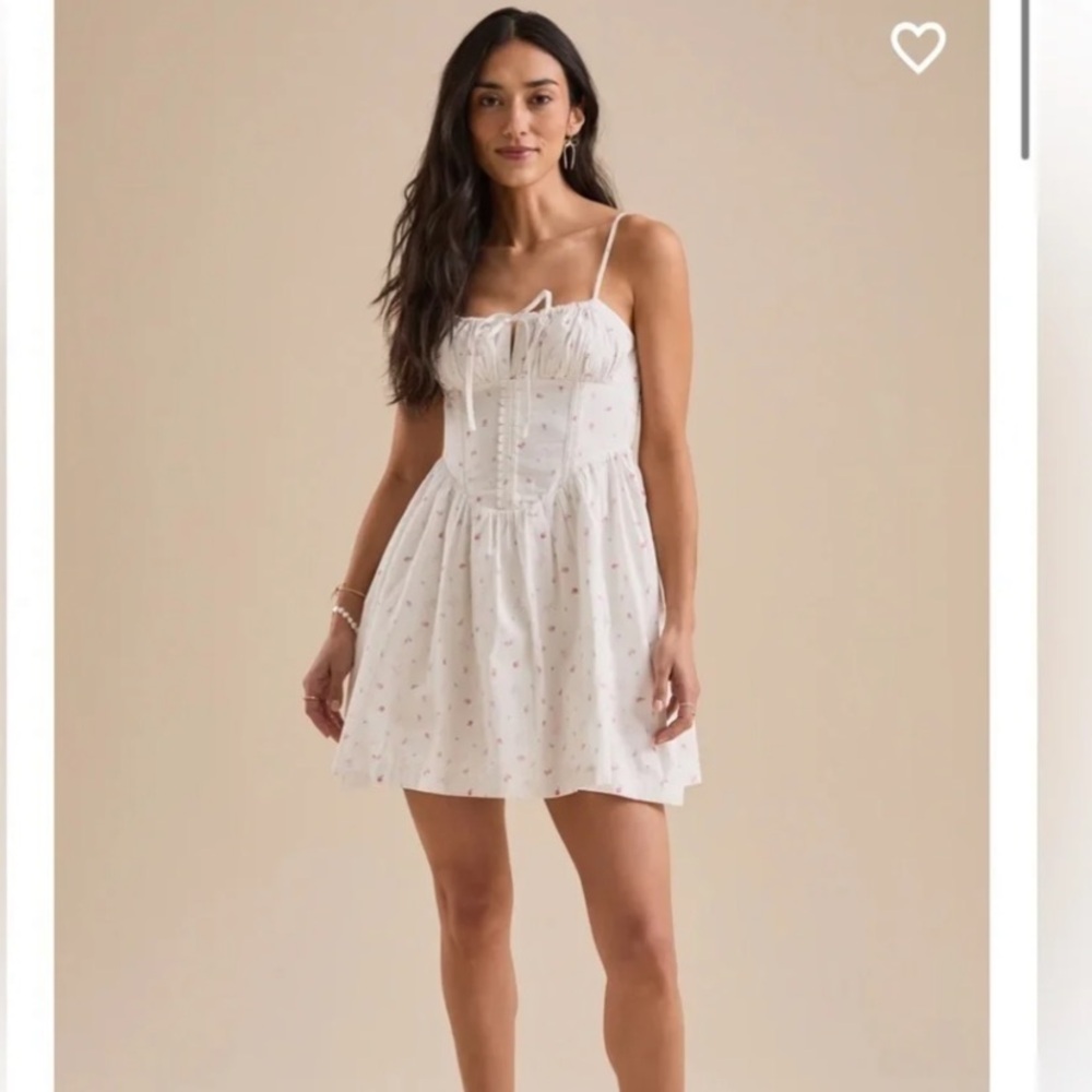 ALTAR’D STATE White Eyelet Mini Dress with Spaghetti Straps Kaelani 100% Cotton